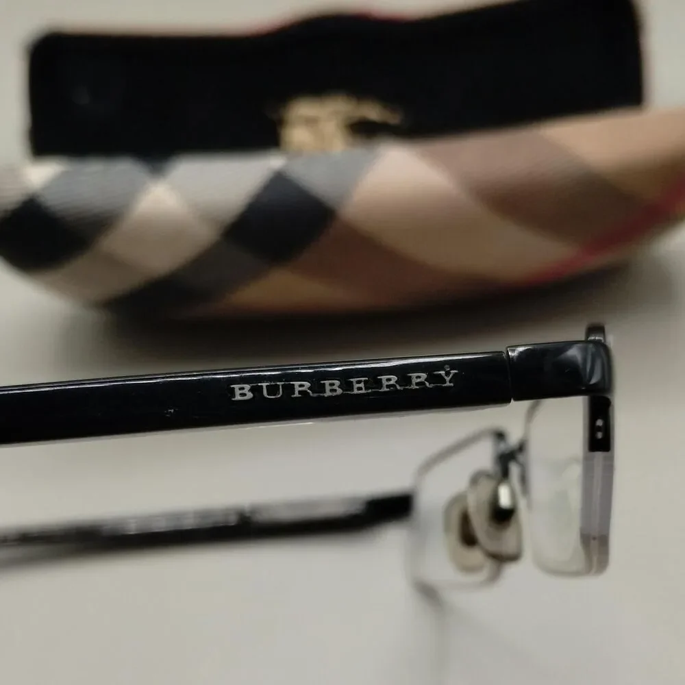 Burberry Black Glasses Half Rim Glasses Frames. With Prescription Lenses
